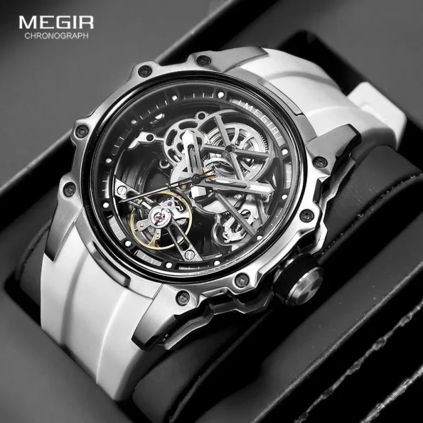 MEGIR Skeleton Dial Automatic Mechanical Watch Men